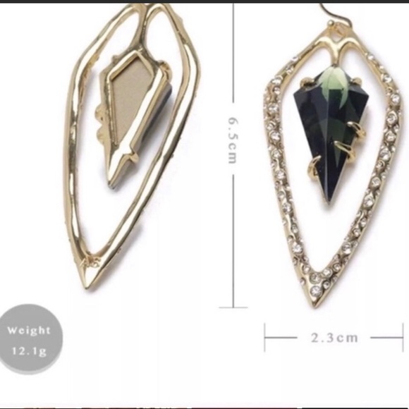 ALEXIS BITTAR NEW Open Kite Dark Gunmetal Smoke Blue Swarovski Crystals Earrings - Picture 8 of 13